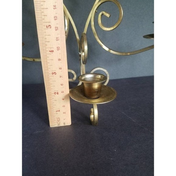 Three Arm Brass Wall Sconce - Picture 6 of 10